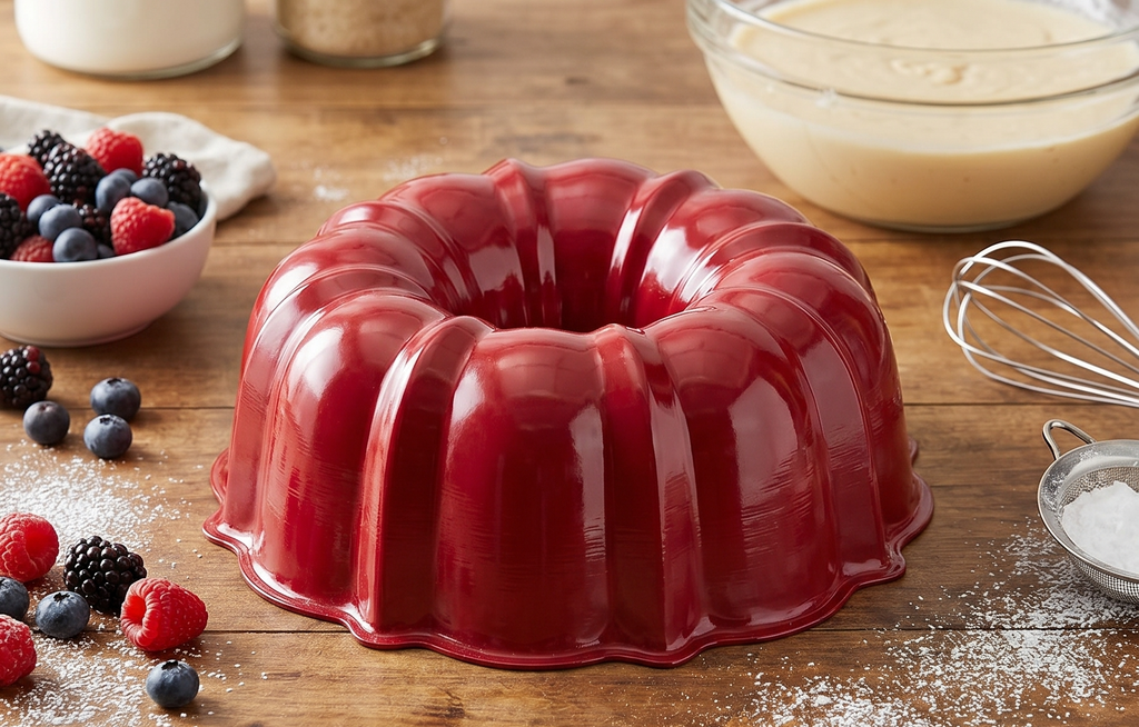 Nordicware 6-Cup Non-Stick Red Bundt Pan, Lightweight