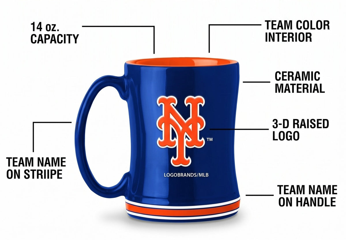 Logo Brands 519-C14RM: New York Mets 14oz Relief Mug