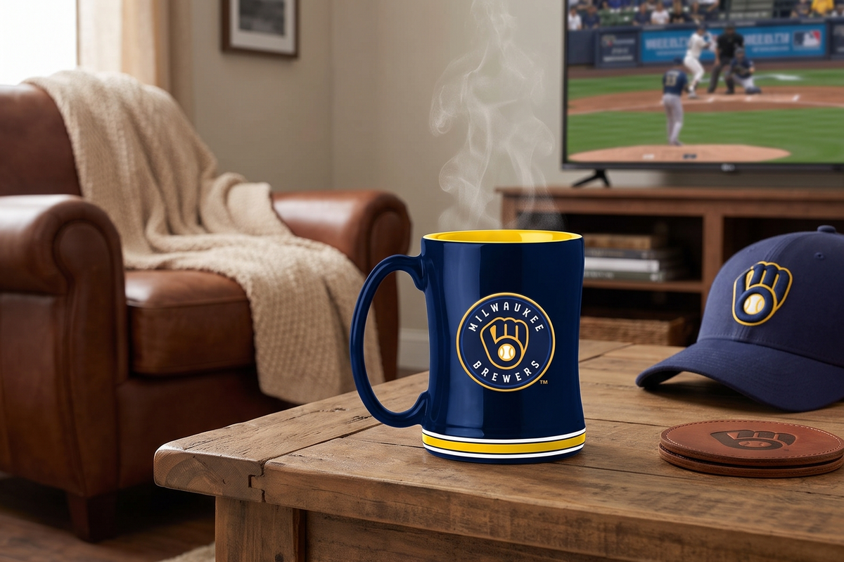 Logo Brands 516-C14RM: Milwaukee Brewers 14oz Relief Mug