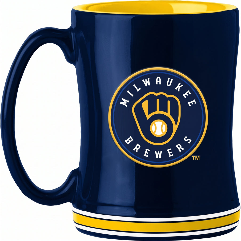 Logo Brands 516-C14RM: Milwaukee Brewers 14oz Relief Mug