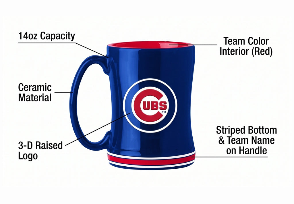 Logo Brands 506-C14RM: Chicago Cubs 14oz Relief Mug