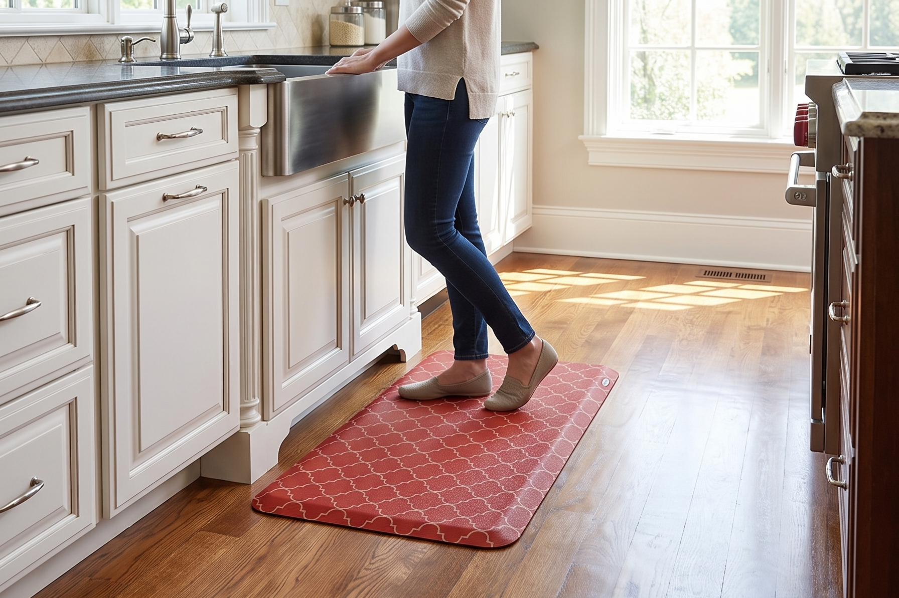 GelPro Elite Premier Anti-Fatigue Kitchen Comfort Floor Mat, 20x36", Trellis Red Chile Stain Resistant Surface with therapeutic gel and energy-return foam for health & wellness, Trellis Red Chile