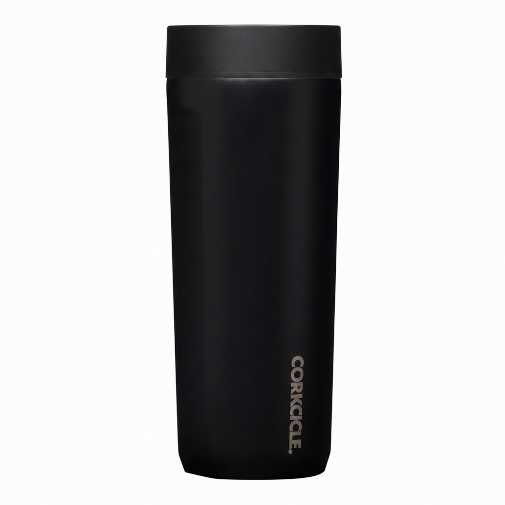 Corkcicle Commuter Cup Travel Mug - Insulated Coffee Mug with Lid - Keeps Drinks Cold 18 Hours - 360° Spill-Proof Sip Lid - Holiday Gift - Great for Gifting Warmth - 17 oz - Matte Black