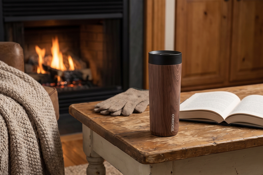 Corkcicle Commuter Cup Travel Mug - Insulated Coffee Mug with Lid - Keeps Drinks Cold 18 Hours - 360° Spill-Proof Sip Lid - Holiday Gift - Great for Gifting Warmth - 17 oz - Walnut World