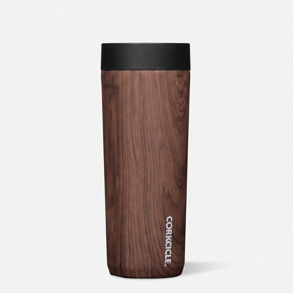 Corkcicle Commuter Cup Travel Mug - Insulated Coffee Mug with Lid - Keeps Drinks Cold 18 Hours - 360° Spill-Proof Sip Lid - Holiday Gift - Great for Gifting Warmth - 17 oz - Walnut World