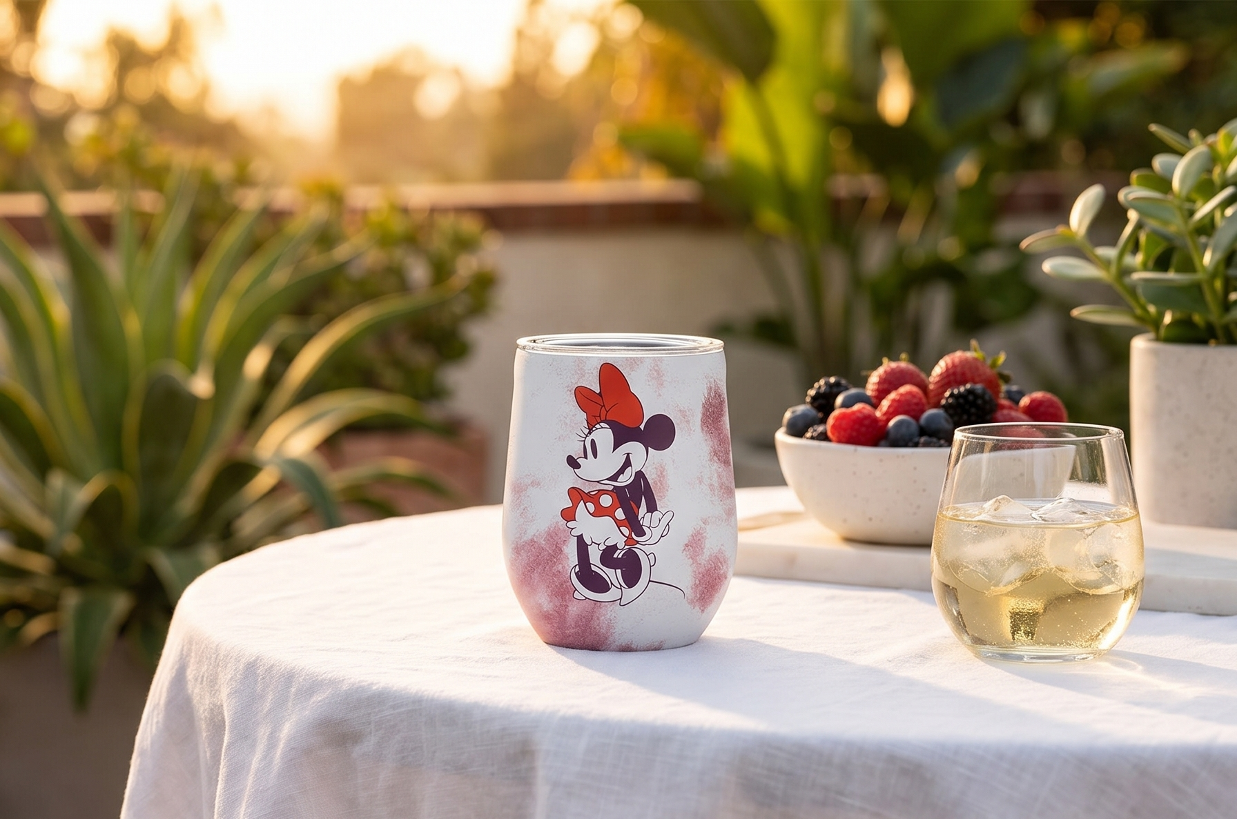 Corkcicle Stemless Insulated Wine Glass Tumbler - Beverages Cold 6 Hours & Hot 3 Hours - Stainless Steel - Easy-Grip - Summer Drinkware Gift - Keeps Drink Ice - 12 oz - Minnie Mouse Tie Dye