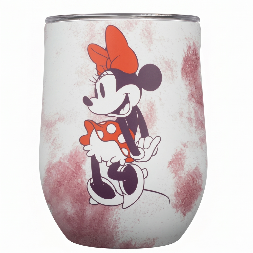 Corkcicle Stemless Insulated Wine Glass Tumbler - Beverages Cold 6 Hours & Hot 3 Hours - Stainless Steel - Easy-Grip - Summer Drinkware Gift - Keeps Drink Ice - 12 oz - Minnie Mouse Tie Dye