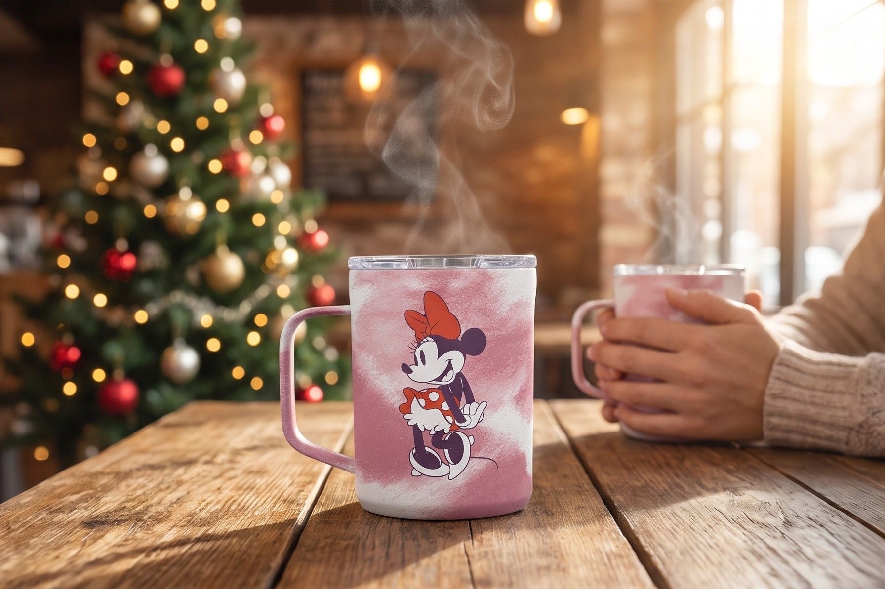 Corkcicle Classic Coffee Mug - Triple Insulated Stainless Steel for Travel - Shatter-Proof Lid - Keeps Drink Hot Over 3 Hours - Holiday Mug Gift - Great for Gifting Warmth - 16 oz - Minnie Tie Dye