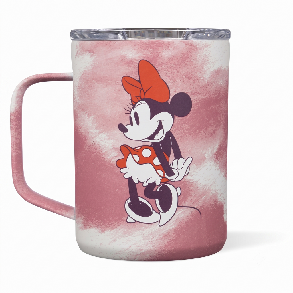 Corkcicle Classic Coffee Mug - Triple Insulated Stainless Steel for Travel - Shatter-Proof Lid - Keeps Drink Hot Over 3 Hours - Holiday Mug Gift - Great for Gifting Warmth - 16 oz - Minnie Tie Dye
