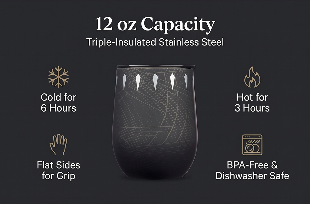 Stemless - 12oz Marvel - Black Panther