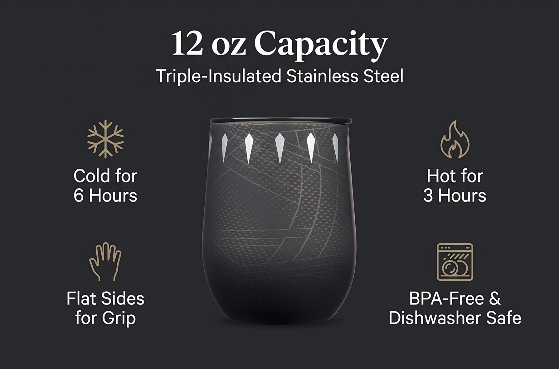 Stemless - 12oz Marvel - Black Panther