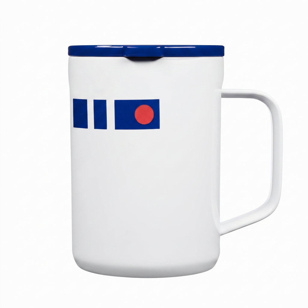 Corkcicle Star Wars R2D2 Insulated Coffee Mug- Triple Insulated Stainless-Steel Mug with Sliding Shatter-Proof Lid Keeps Drinks Hot 3 Hours- 16oz Travel Mug for Hot Beverages, Office & Daily Use