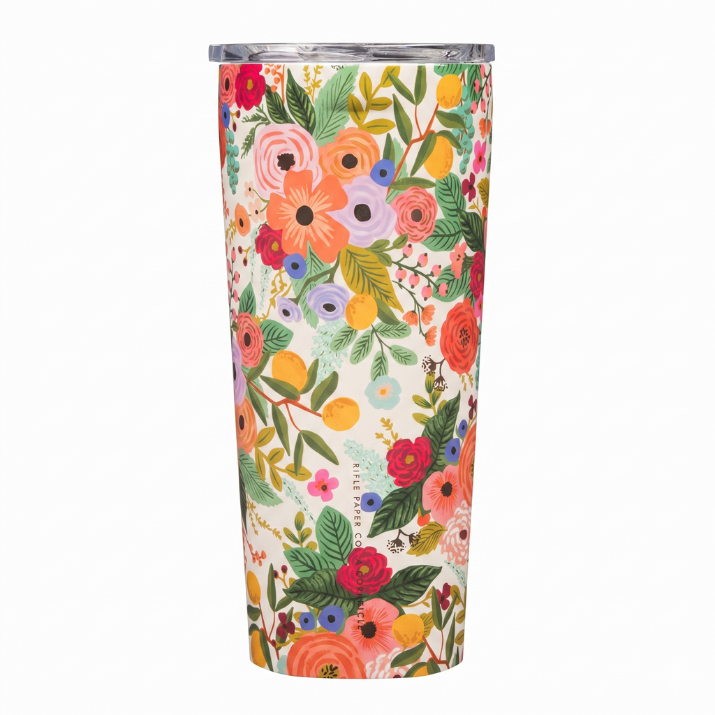 Corkcicle x Rifle Paper Co. Classic Insulated Coffee Mug - Keeps Drinks Cold 9 Hours - Triple-Insulated - Gift for Mom - Great for Mother's Day or Christmas - 24 oz - Garden Party Cream