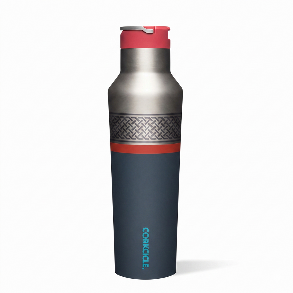 Corkcicle Marvel Sport Canteen - Triple-Insulated Stainless Steel Water Bottle - Straw Cap & Folding Metal Handle - Summer Drinkware Gift - Keeps Drinks Ice Cold - Thor - 20 oz