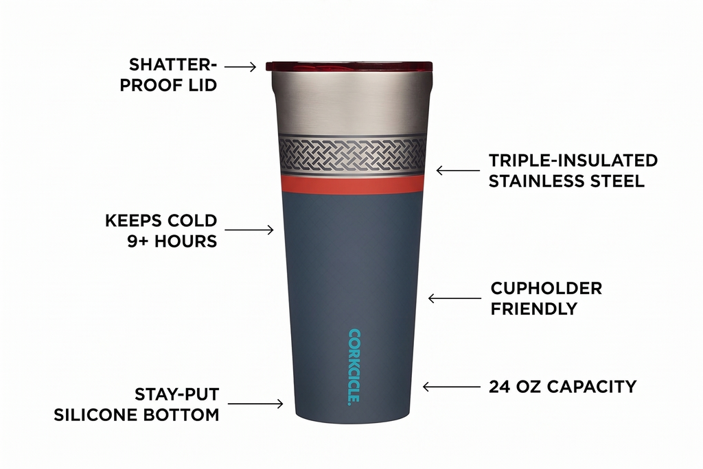 Corkcicle Disney Tumbler - Triple-Insulated Stainless Steel - Keeps Drinks Cold 9 Hours - Spill-Proof Lid - Reusable - Summer Drinkware Gift - Keeps Drinks Ice Cold - 24 oz - Thor