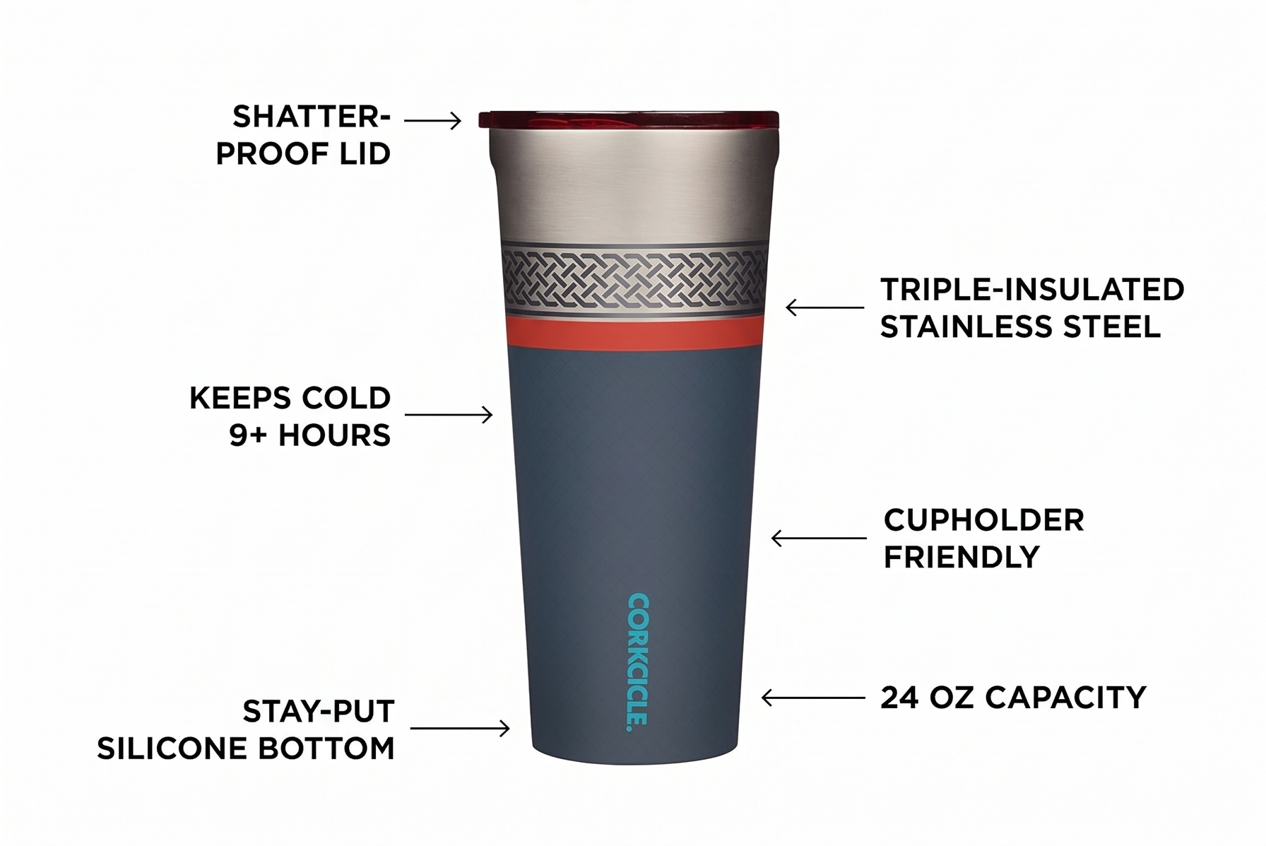 Corkcicle Disney Tumbler - Triple-Insulated Stainless Steel - Keeps Drinks Cold 9 Hours - Spill-Proof Lid - Reusable - Summer Drinkware Gift - Keeps Drinks Ice Cold - 24 oz - Thor
