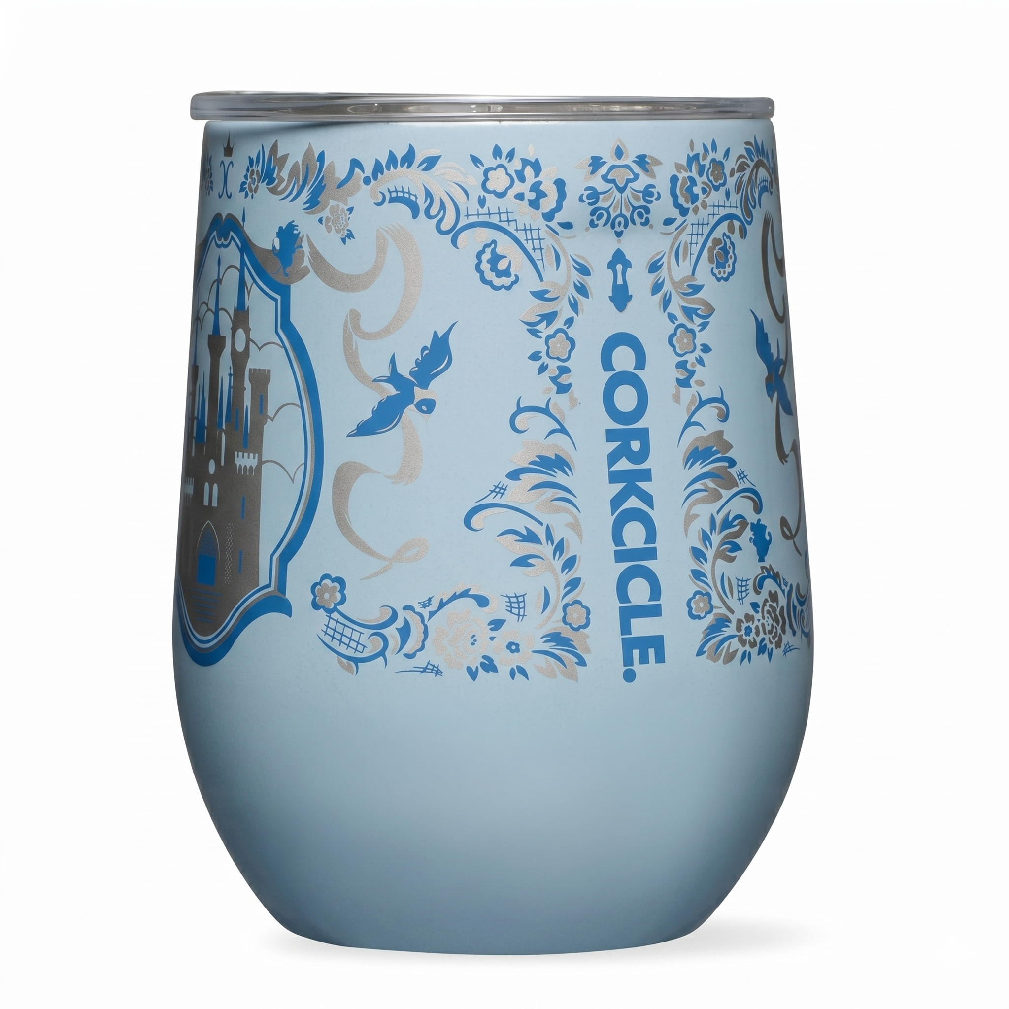 Corkcicle Stemless Insulated Wine Glass Tumbler - Beverages Cold 6 Hours & Hot 3 Hours - Stainless Steel - Easy-Grip - Summer Drinkware Gift - Keeps Drinks Ice - 12 oz - Princess Cinderella