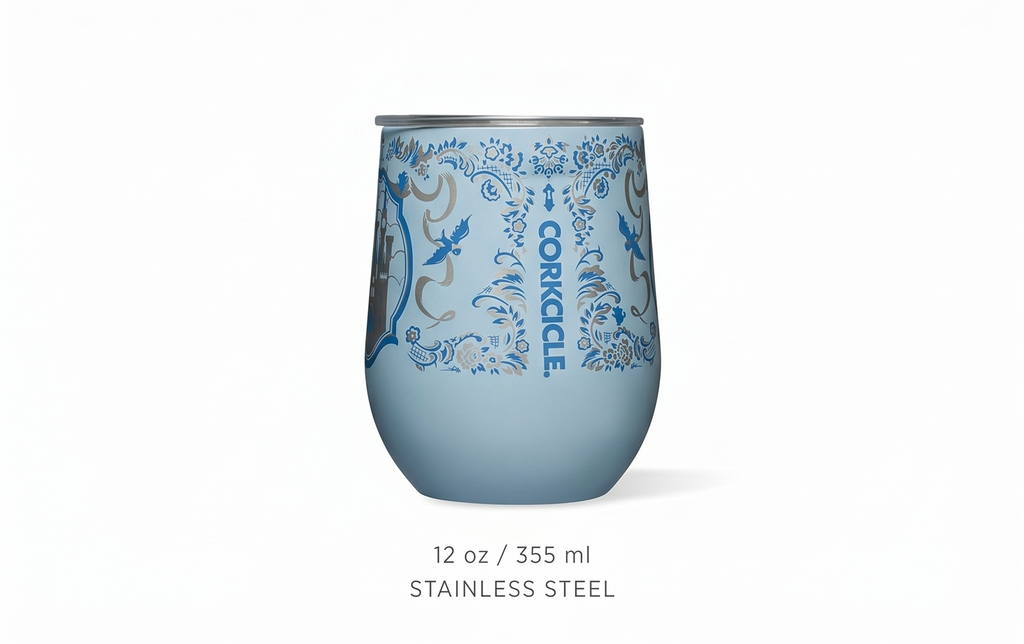 Corkcicle Stemless Insulated Wine Glass Tumbler - Beverages Cold 6 Hours & Hot 3 Hours - Stainless Steel - Easy-Grip - Summer Drinkware Gift - Keeps Drinks Ice - 12 oz - Princess Cinderella