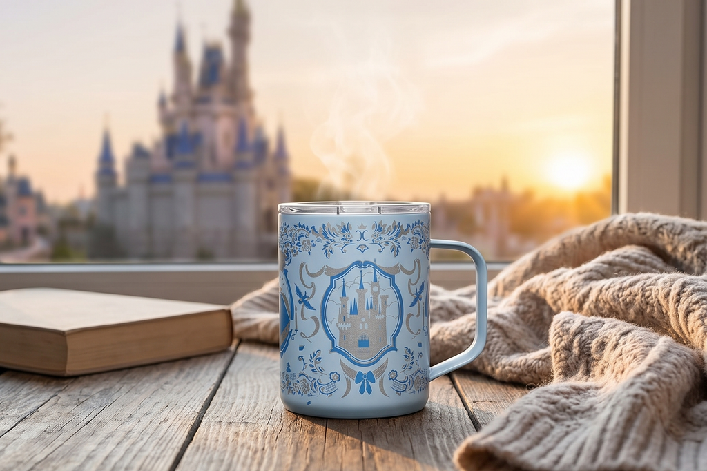 Corkcicle Classic Coffee Mug - Triple Insulated Stainless Steel for Travel - Shatter-Proof Lid - Keeps Drink Hot Over 3 Hours - Holiday Mug Gift - 16 oz - Princess Cinderella