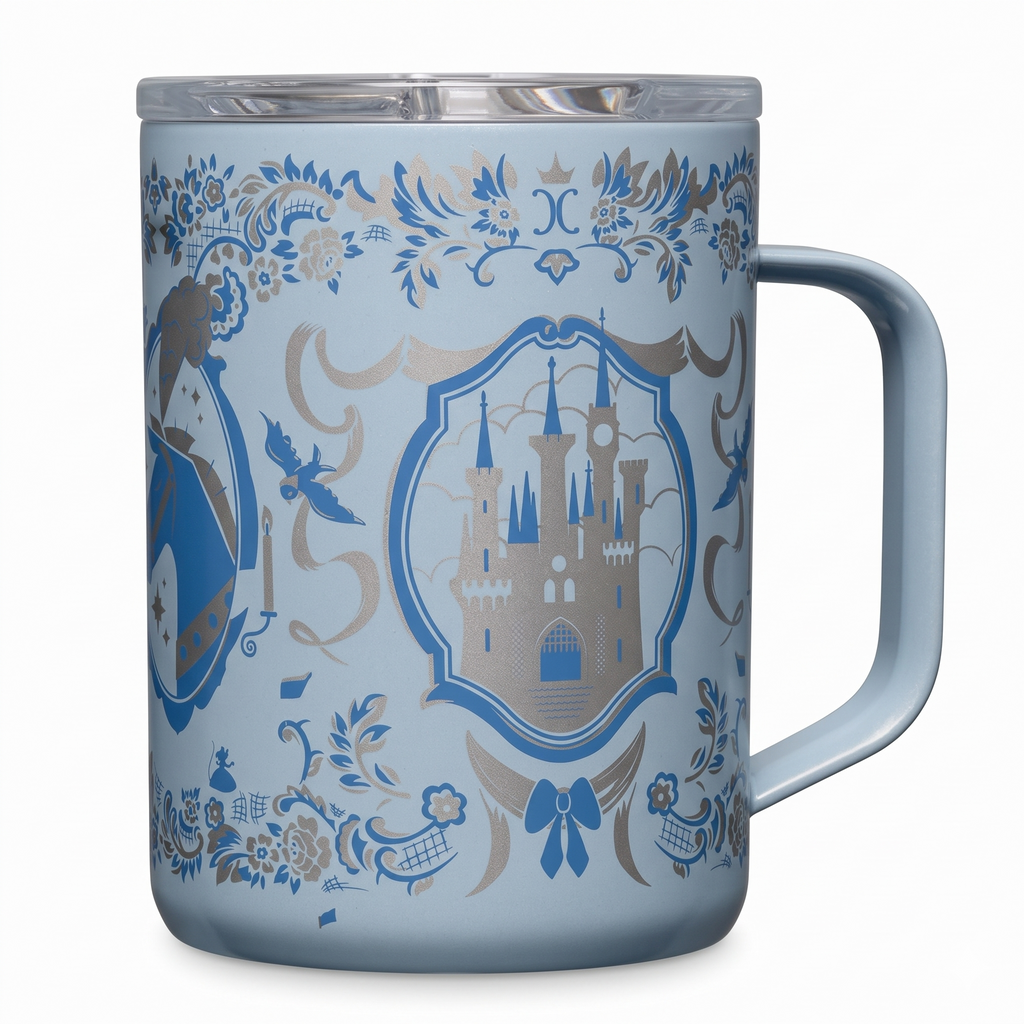 Corkcicle Classic Coffee Mug - Triple Insulated Stainless Steel for Travel - Shatter-Proof Lid - Keeps Drink Hot Over 3 Hours - Holiday Mug Gift - 16 oz - Princess Cinderella