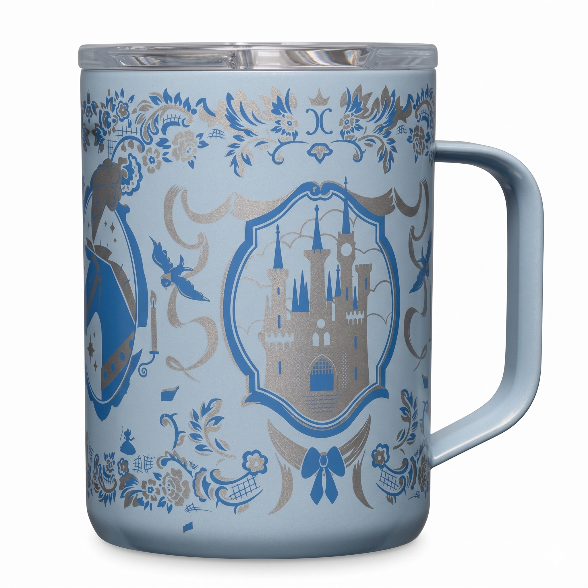 Corkcicle Classic Coffee Mug - Triple Insulated Stainless Steel for Travel - Shatter-Proof Lid - Keeps Drink Hot Over 3 Hours - Holiday Mug Gift - 16 oz - Princess Cinderella