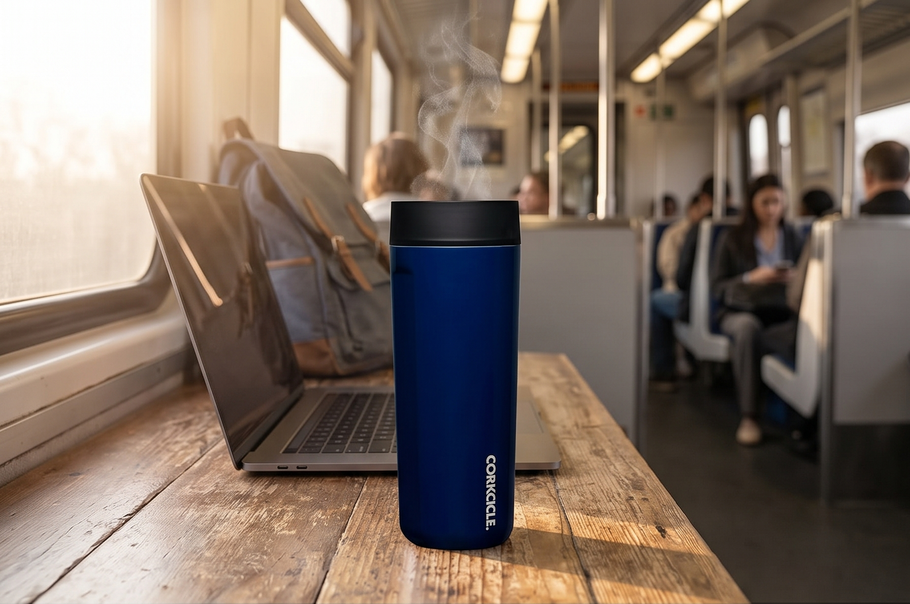 Corkcicle Commuter Cup Travel Mug - Insulated Coffee Mug with Lid - Keeps Drinks Cold 18 Hours - 360° Spill-Proof Sip Lid - Holiday Gift - Great for Gifting Warmth - 17 oz - Midnight Navy