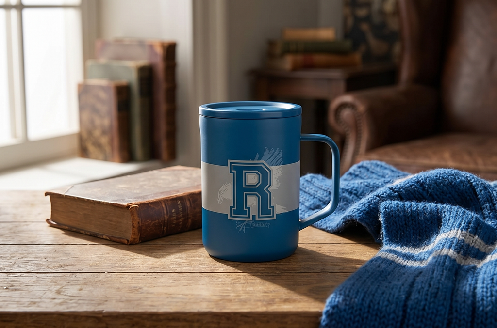 Corkcicle Harry Potter Coffee Mug - Stainless Steel Insulated Cup With Lid For Tea & Coffee - Non-Slip Silicone Base - Durable Travel Mug - Dishwasher Safe - BPA Free - Easy Grip - 16 oz - Ravenclaw