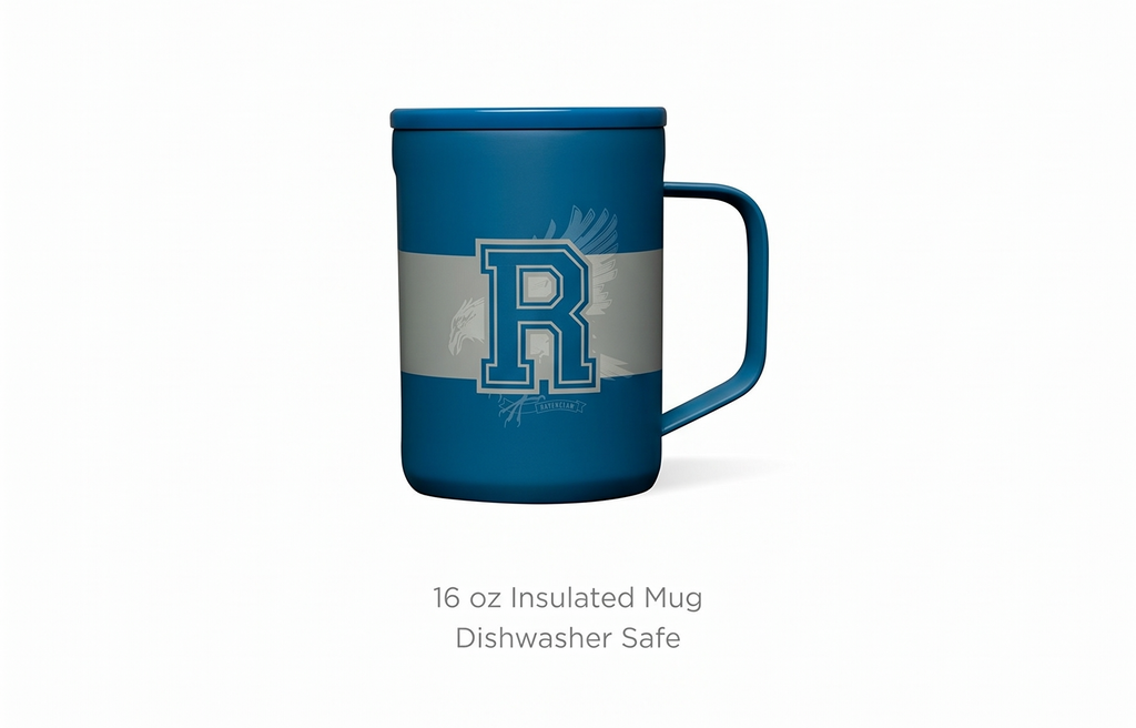 Corkcicle Harry Potter Coffee Mug - Stainless Steel Insulated Cup With Lid For Tea & Coffee - Non-Slip Silicone Base - Durable Travel Mug - Dishwasher Safe - BPA Free - Easy Grip - 16 oz - Ravenclaw