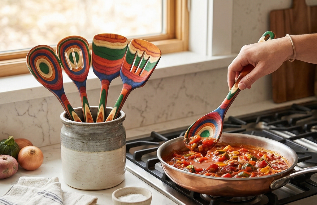 Totally Bamboo Baltique Marrakesh Collection 4 Piece Cooking Utensil Set, Safe for Nonstick