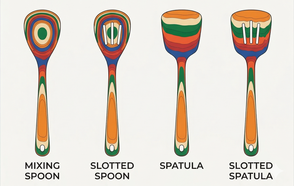 Totally Bamboo Baltique Marrakesh Collection 4 Piece Cooking Utensil Set, Safe for Nonstick