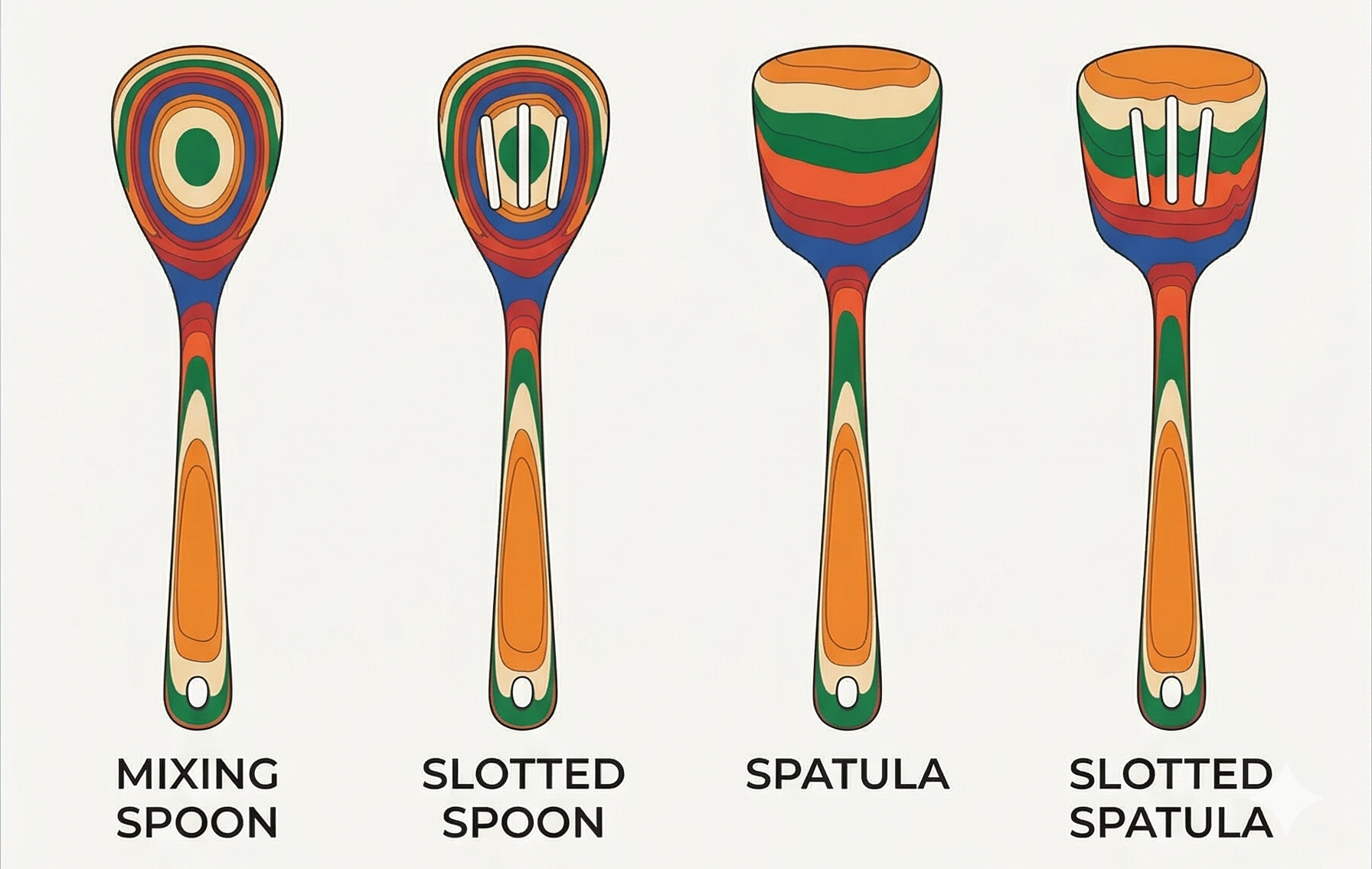 Totally Bamboo Baltique Marrakesh Collection 4 Piece Cooking Utensil Set, Safe for Nonstick