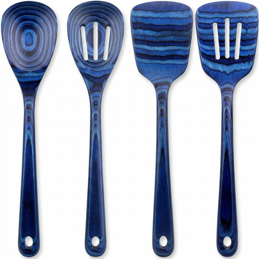 Totally Bamboo Baltique Malta Collection 4 Piece Cooking Utensil Set, Safe for Nonstick