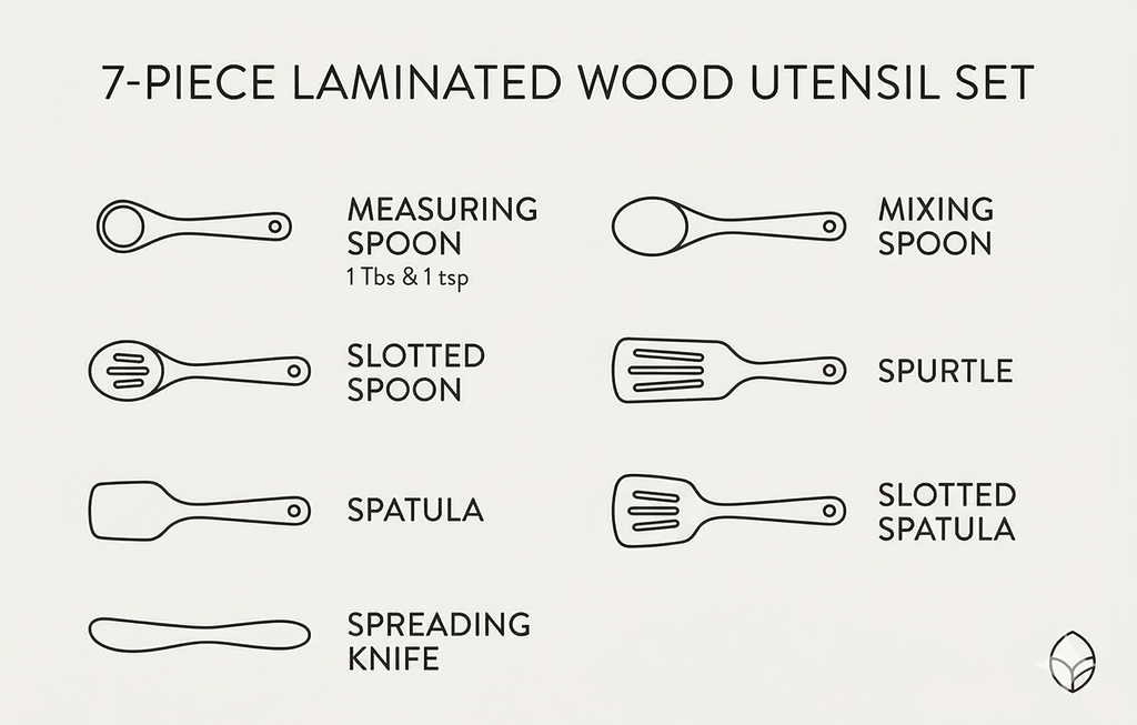 Totally Bamboo Baltique Marrakesh Collection 7 Piece Cooking Utensil Set, Safe for Nonstick