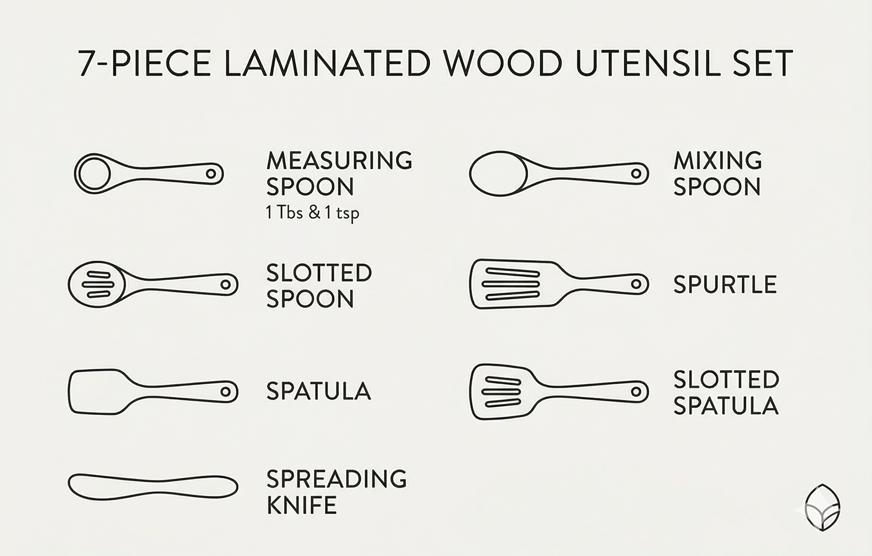 Totally Bamboo Baltique Marrakesh Collection 7 Piece Cooking Utensil Set, Safe for Nonstick