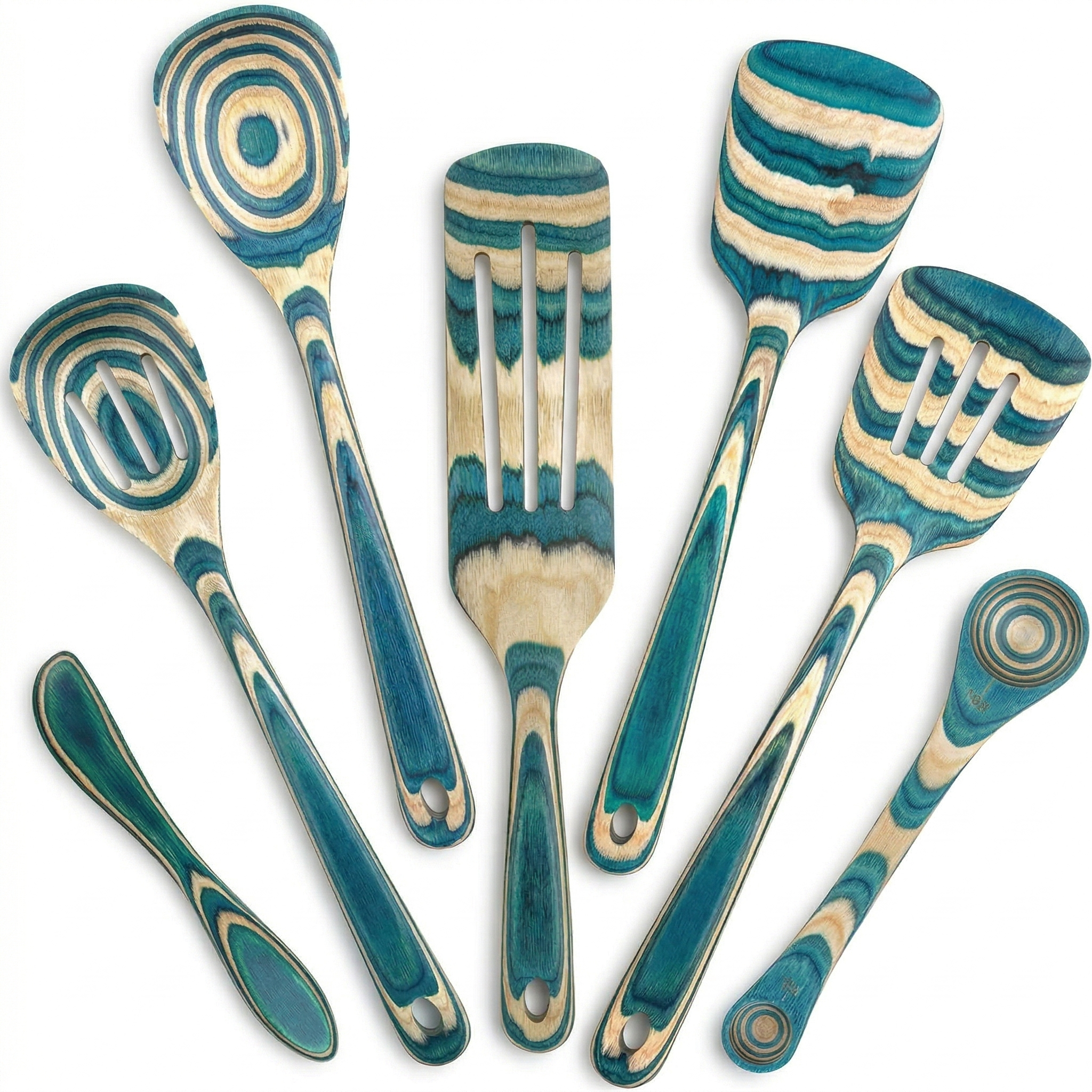Totally Bamboo Baltique Mykonos Collection 7 Piece Cooking Utensil Set, Safe for Nonstick