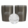 Toadfish Non-tipping 10oz Double Wall Insulated Stainless Steel Rocks Tumbler 2-Pack Gift Set w/Ice Ball Tray & Easy Slide Lid - Graphite