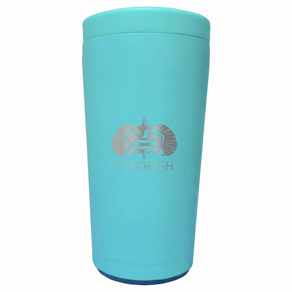Toadfish Universal Can Cooler 2.0 - Fits, 12oz cans, bottles, Slim cans, and more - Non-tipping Suction Cup Technology - Stainless Steel Double Wall Vaccum Insulation (Teal)