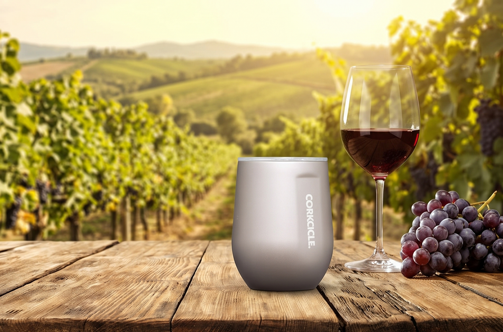 Corkcicle Pure Taste Stemless Insulated Wine Glass Tumbler - Keeps Beverages Cold 6 Hours & Hot 3 Hours - Stainless Steel - Easy-Grip - Summer Drinkware Gift - 12 oz - Latte/Oat Milk