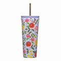 Corkcicle x Rifle Paper Co. Cold Cup Insulated Tumbler with Lid & Straw - Keeps Drinks Cold 12 Hours - Gift for Mom - Great for Mother's Day or Christmas - 24 oz - Roses Purple
