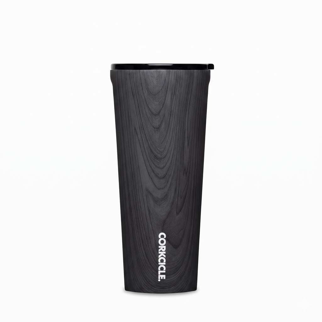 Corkcicle Classic Tumbler - Insulated Stainless Steel Travel Cup - Cold & Hot Drinks - Reusable - Durable - Spill Proof Lid - Non-Slip Silicone Base - Easy Grip - BPA Free - 24 oz - Burnt Wood