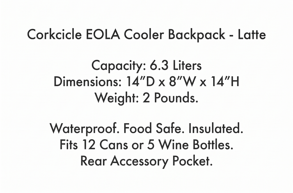 Corkcicle EOLA Cooler Backpack - Waterproof - Food Safe - Keep Drinks Ice Cold - Latte