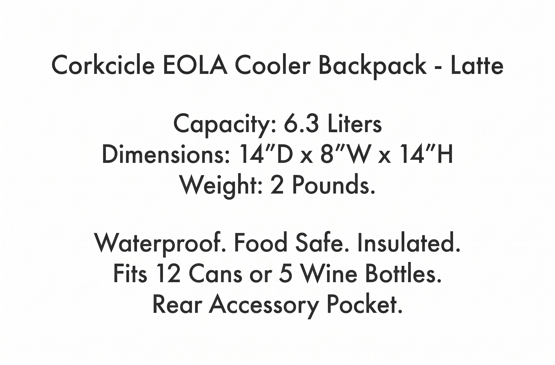 Corkcicle EOLA Cooler Backpack - Waterproof - Food Safe - Keep Drinks Ice Cold - Latte