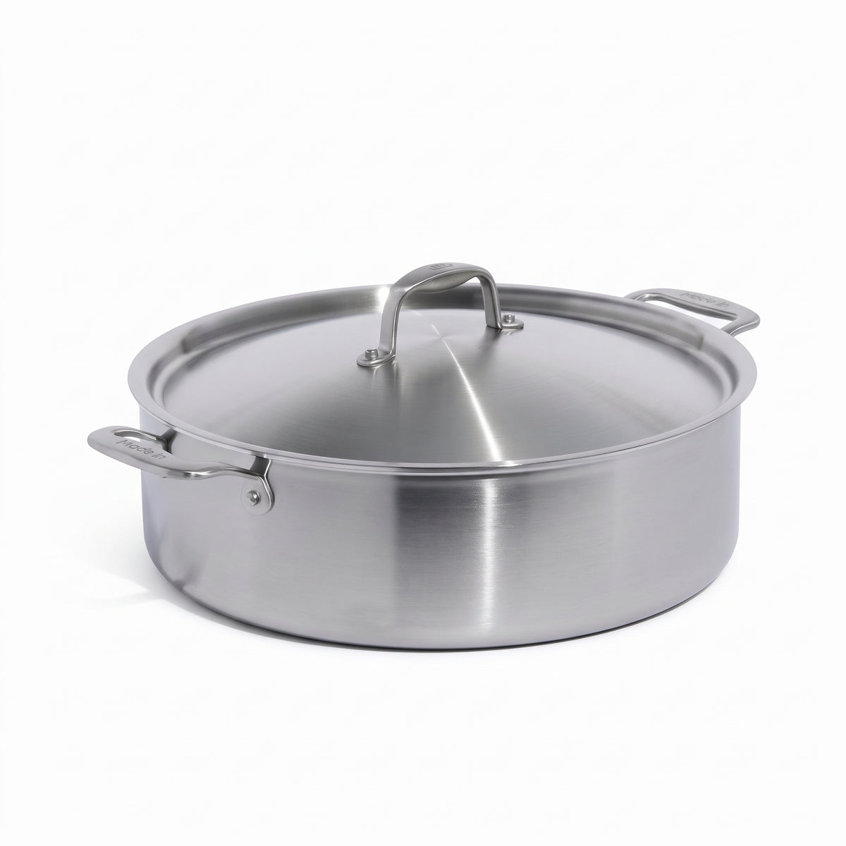 Made In Cookware - 10 Quart Stainless Steel Rondeau Pot w/Lid - 5 Ply Stainless Clad - Professional Cookware - Crafted in Italy - Induction Compatible