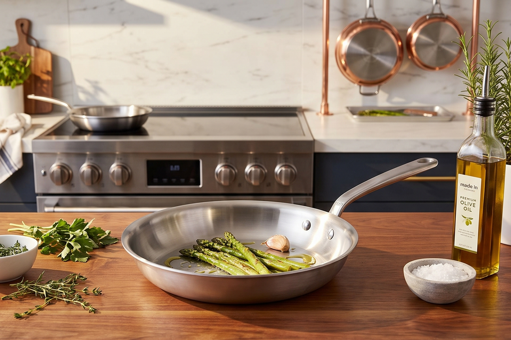 Made In Cookware - 10-Inch Stainless Steel Frying Pan - 5 Ply Stainless Clad - Professional Cookware - Crafted in USA - Induction Compatible