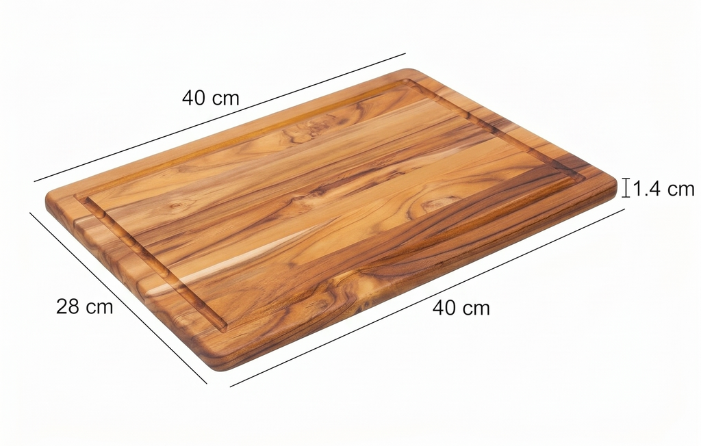 Teakhaus Cutting Board, Wood, Brown, 40 x 28 x 1.4 cm