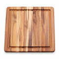 Cutting Board With Juice Canal - Square Teak Wood Serving Board (12 x 12 x .55 in.) - By Teakhaus