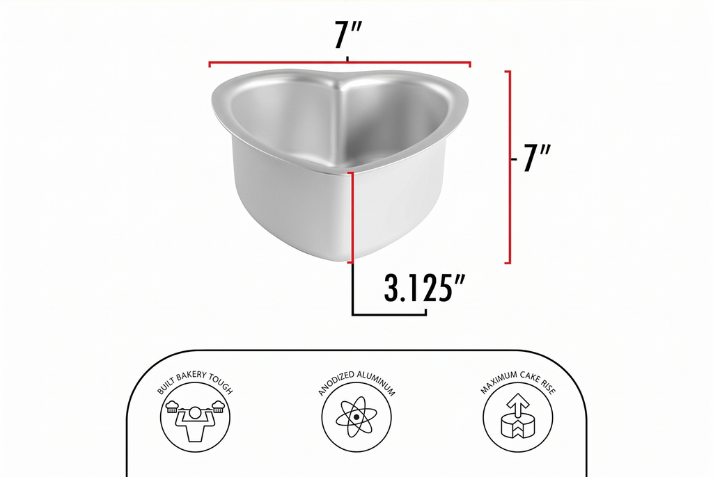 Fat Daddio's PHT-63 Anodized Aluminum Heart Cake Pan, 6 x 3 Inch