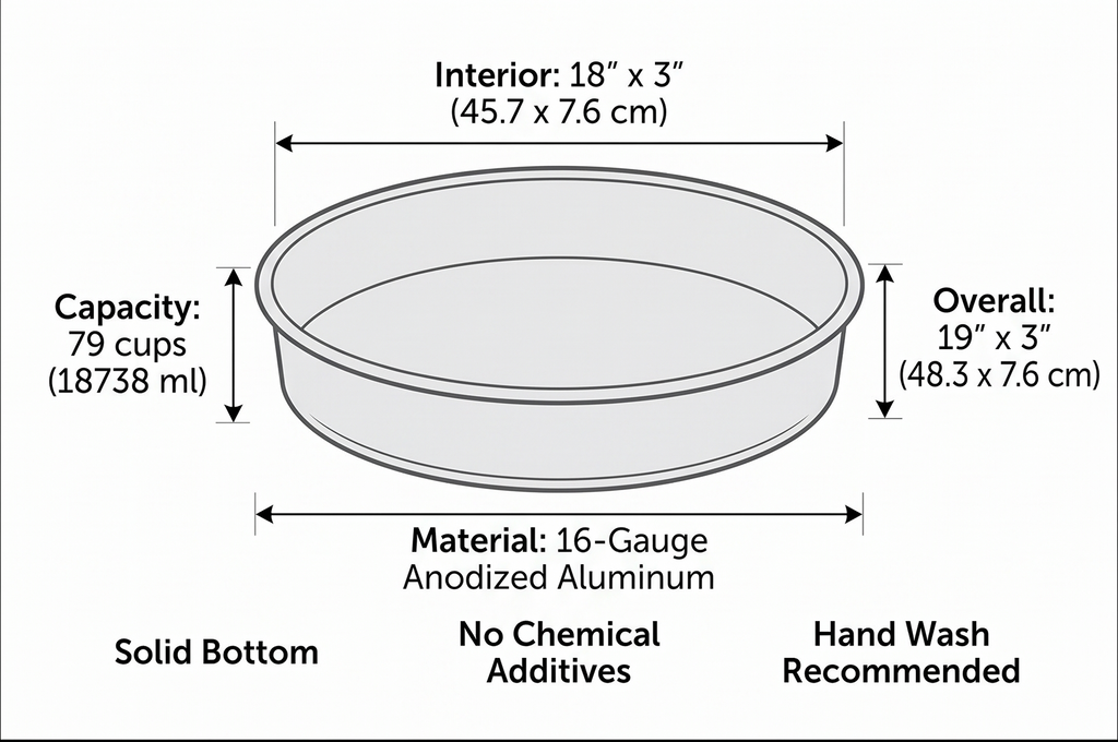 Fat Daddio's Round Cake Pan, 18 x 3 Inch, Silver
