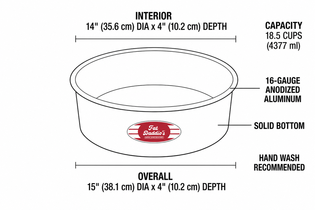 Fat Daddio's PRD-144 Round Cake Pan, 14 x 4 Inch, Silver