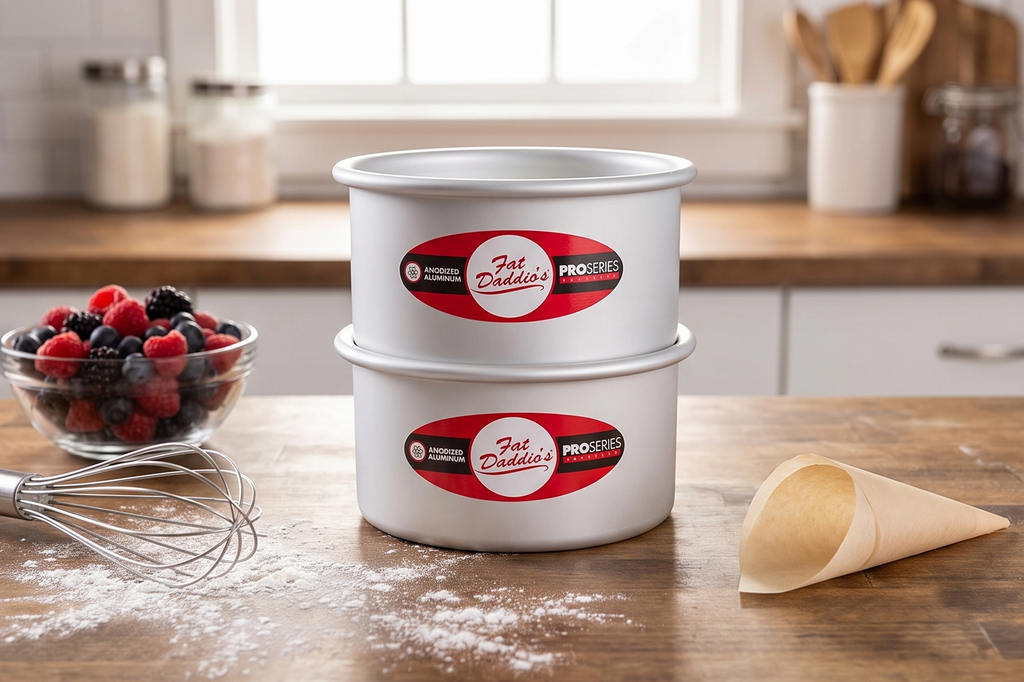 Fat Daddio's Anodized Aluminum Round Cake Pans, 2 Piece Set, 5 x 3 Inch